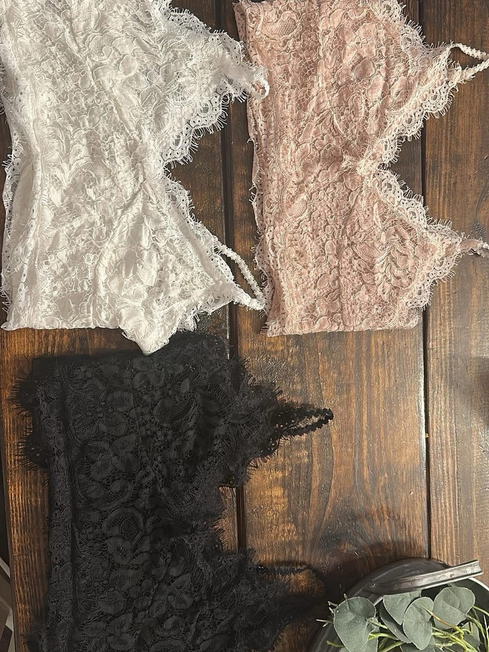 Lace Bralette Trio - White, Blush, Black